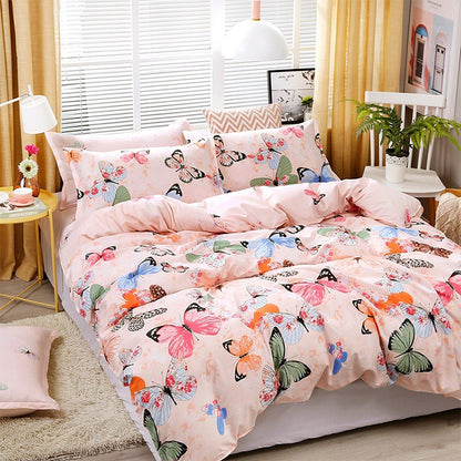 4pcs / Set Printing Bedding Set Bed Sheet  Pillowcases Cover, For 2.2m Bed