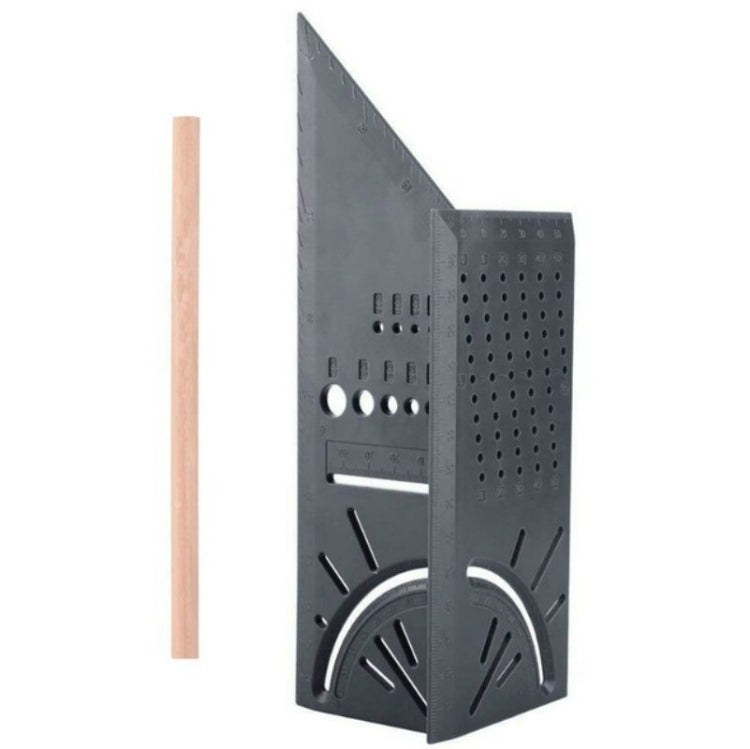 Three-Dimensional Woodworking Stop-Type Ruler, Grey Ruler and Pen