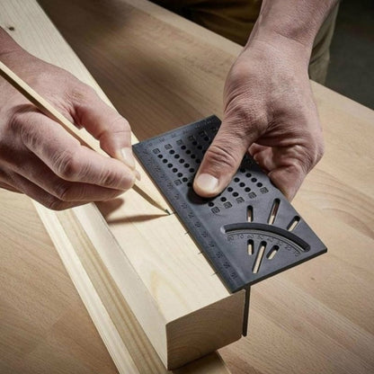 Three-Dimensional Woodworking Stop-Type Ruler, Grey Ruler and Pen