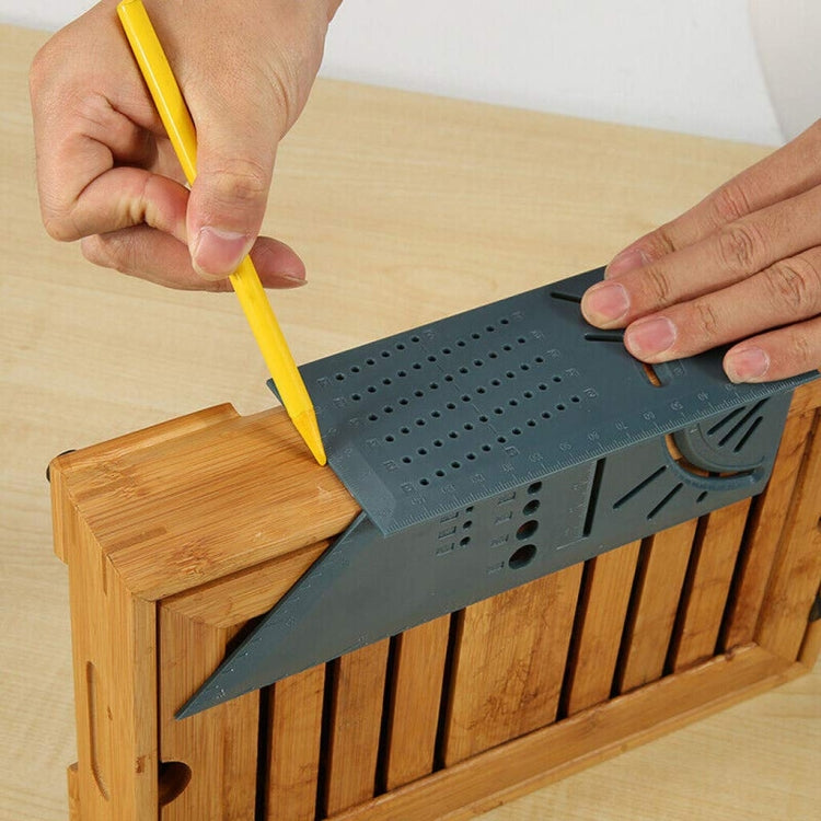 Three-Dimensional Woodworking Stop-Type Ruler, Grey Ruler and Pen