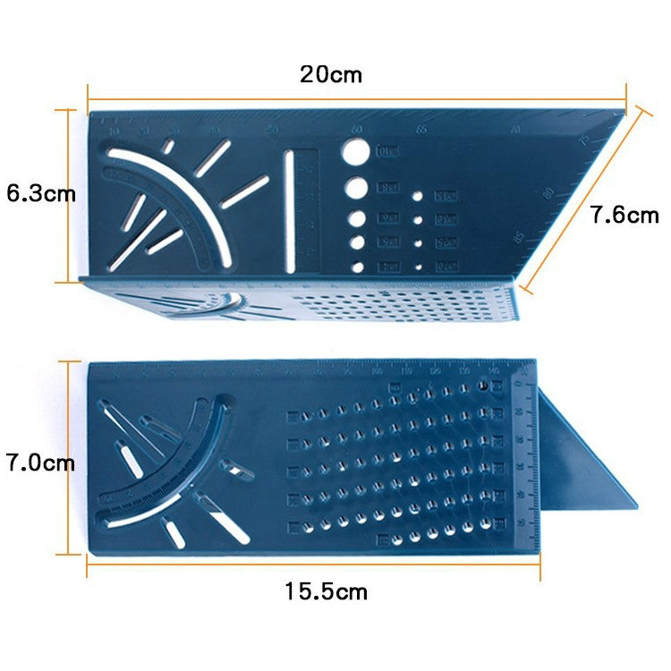 Three-Dimensional Woodworking Stop-Type Ruler, Grey Ruler and Pen