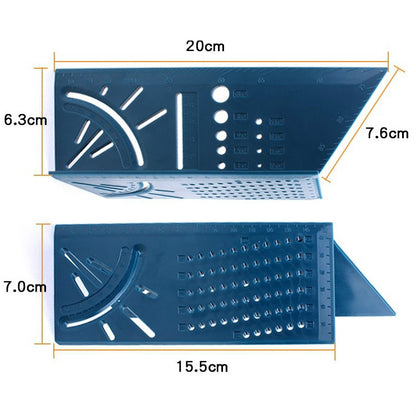 Three-Dimensional Woodworking Stop-Type Ruler, Grey Ruler and Pen