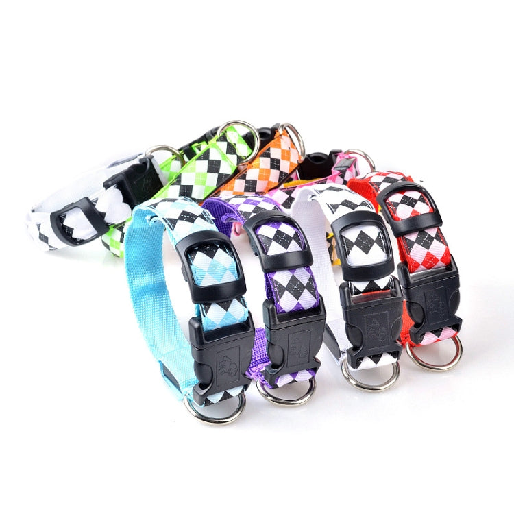 Plaid Pattern Rechargeable LED Glow Light Leads Pet Dog Collar for Small Medium Dogs, S, M, L, XL