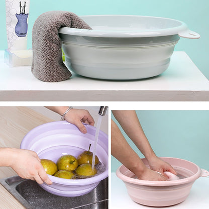 Folding Washbasin Outdoor Travel Portable Washtub, 9x25cm, 12x32cm