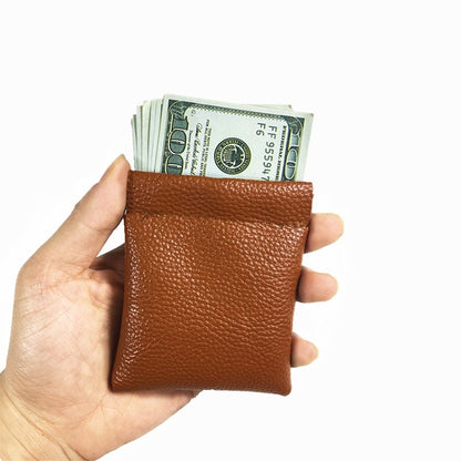Fashion Solid Color PU Leather Coin Purse Women Men Small Mini Short Wallet Money Bags