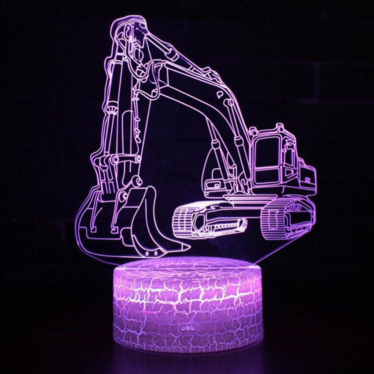 3W Excavator 3D Light Colorful Touch Control Light Creative Small Table Lamp, Touch Switch with Black Base, Touch Switch + Remote Control with Black Base, Touch Switch with Crack Base, Touch Switch + Remote Control with Crack Base