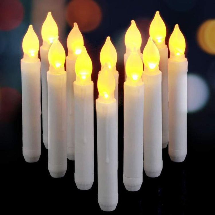 12 PCS/ Box LED Electronic Candle Light Flameless Candle Light Long Rod Christmas Candle, Flashing Warm White Light