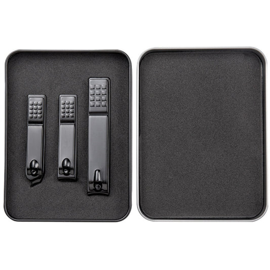 3 in 1 Black Color Titanium Nail Shear Set Exfoliating Manicure Tool, Black (Iron Box)