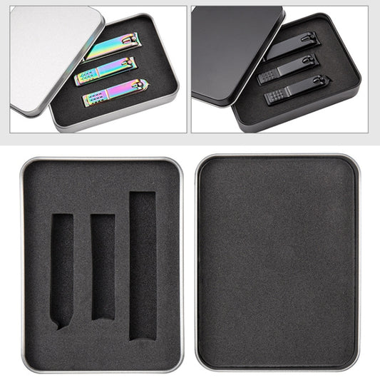 3 in 1 Black Color Titanium Nail Shear Set Exfoliating Manicure Tool, Black (Iron Box)