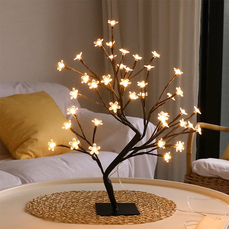 Cherry Tree Lamp Table Lamp Room Layout Decoration Creative Bedside Night Light Gift, 24 Lights Bauhinia Black Tree, 36 Lights Bauhinia Black Tree, 48 Lights Bauhinia Black Tree, 24 Lights Fiber Optic Black tree, 36 Lights Fiber Optic Black tree�������...
