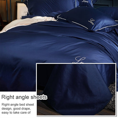 Silk Four-Piece Sheets Bed Sheet Double Nude Sleeping Quilt Cover Ice Silk Bedding, 2.0M Bed