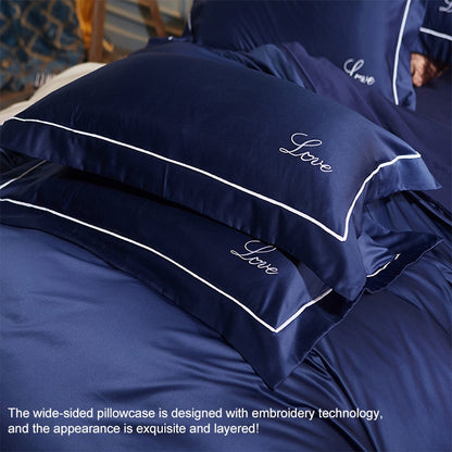 Silk Four-Piece Sheets Bed Sheet Double Nude Sleeping Quilt Cover Ice Silk Bedding, 2.0M Bed