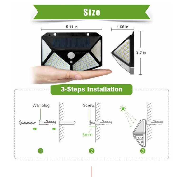 100 مصباح LED خارجي يعمل بالطاقة الشمسية