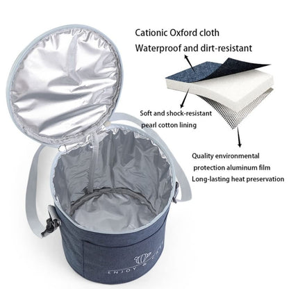Round Lunch Bag Insulated Lunch Box Foldable & Portable Lunch Tote, L, M, S