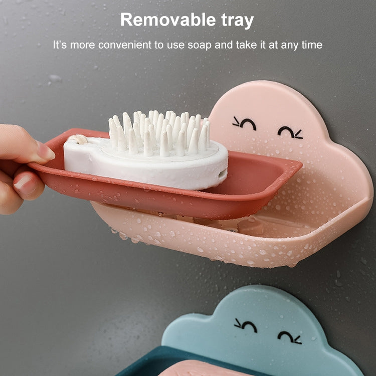 Cloud Soap Box Toilet Creative Wall-mounted Bathroom Toilet Free Punch Double-layer Drain Rack, White, Pink, Dark Blue, Light Blue