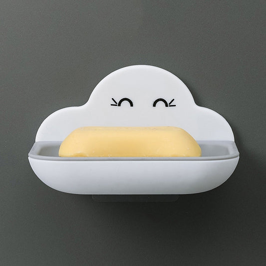 Cloud Soap Box Toilet Creative Wall-mounted Bathroom Toilet Free Punch Double-layer Drain Rack, White, Pink, Dark Blue, Light Blue