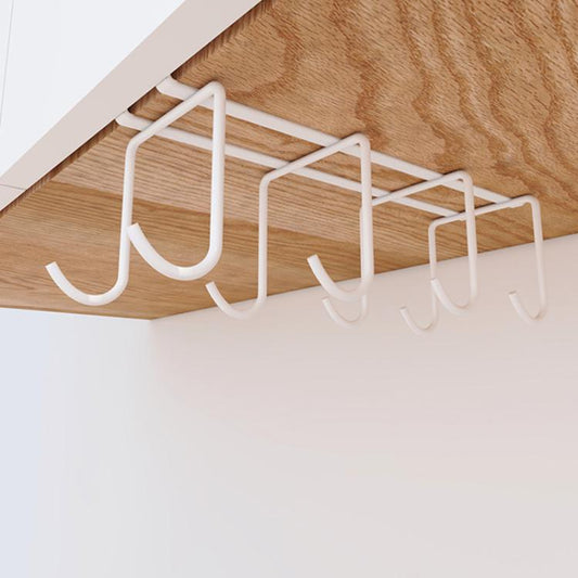 Hanging Nail-free Partition Cup Holder Creative Kitchen Supplies Storage Rack, 8 Hooks