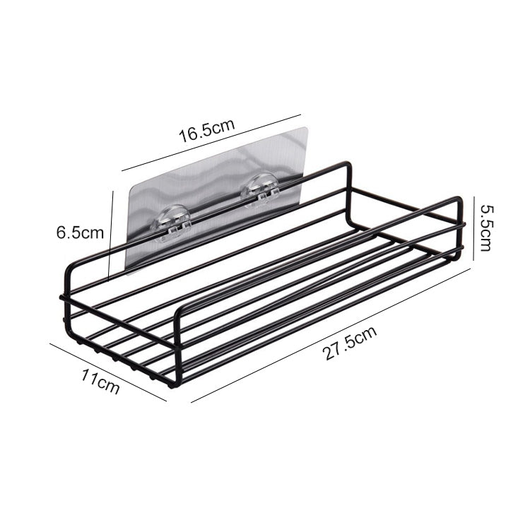 Wrought Iron Bathroom Shelf Wall Mounted Free Punch Toilet Rack, Square (Black)