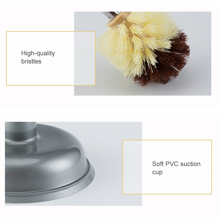 Household Long Handle Toilet Brush Suction Set Without Dead Angle Cleaning Brush, Gray, Brown