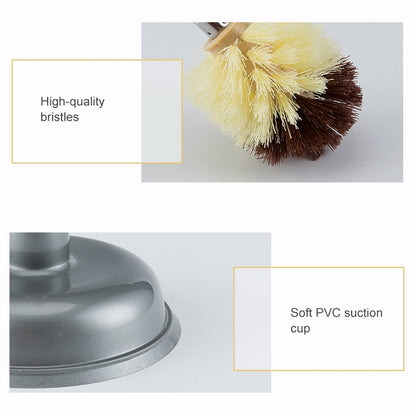 Household Long Handle Toilet Brush Suction Set Without Dead Angle Cleaning Brush, Gray, Brown