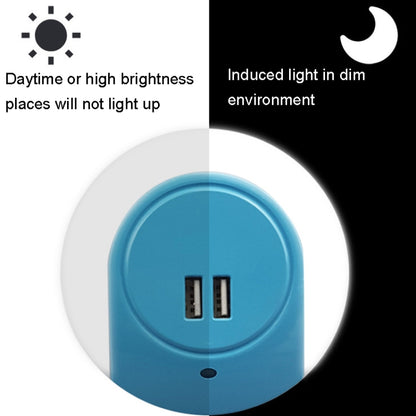 A78B LED Night Light With USB Port Intelligent Light Control Sensor Light, EU Plug
