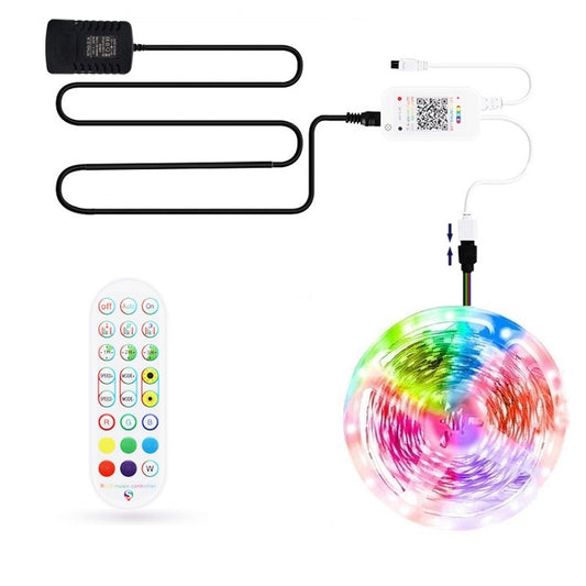 Bluetooth Suit Smart Music Sound Control Light Strip Waterproof 5050 RGB Colorful Atmosphere LED Light Strip With 24-Keys Remote Control, 5M 150 LEDs, 5M 300 LEDs, 10M 300 LEDs, 10M 600 LEDs, 15M 450 LEDs, 15M 270 LEDs, 20M 360 LEDs, 30M 540 LEDs