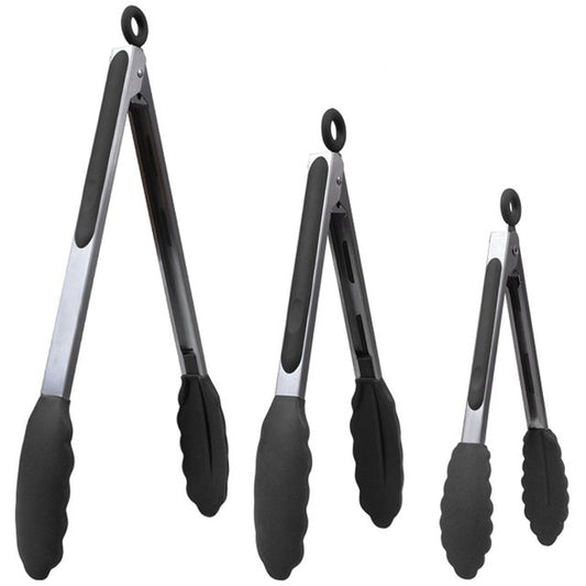 Stainless Steel Bread Barbecue Food Clip Silicone Baking Tools Set, 3 in 1, Black, 3 in 1, Red, 2 in 1