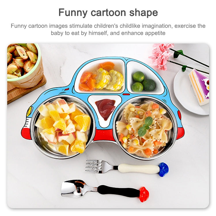 304 Stainless Steel Children Car Dinner Plate, Blue, Blue (removable and washable)