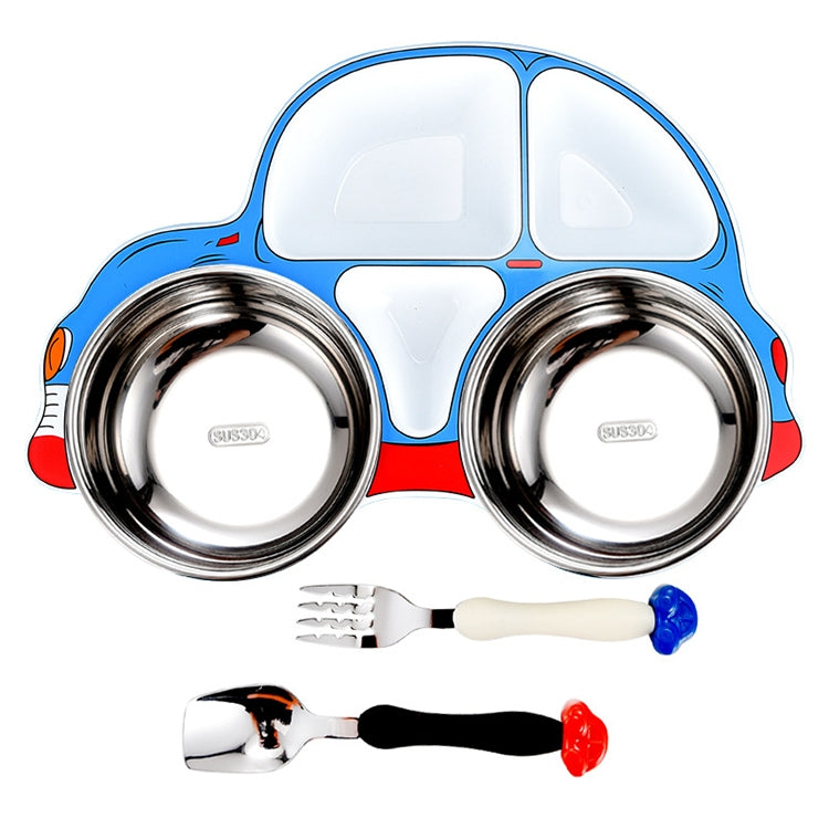 304 Stainless Steel Children Car Dinner Plate, Blue, Blue (removable and washable)