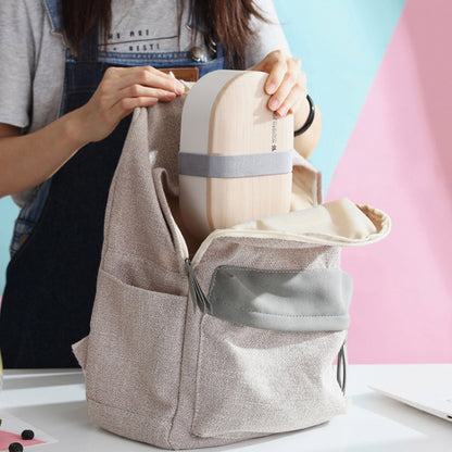 Oval Simple Lunch Box Wooden Sushi Sealed Leak-proof Lunch Box with Cutlery, Single-layer