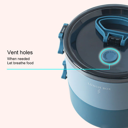 Round Portable Insulation Partitioned Lunch Box Student Office Workers Heated Microwave Oven Bento Box, Single Layer