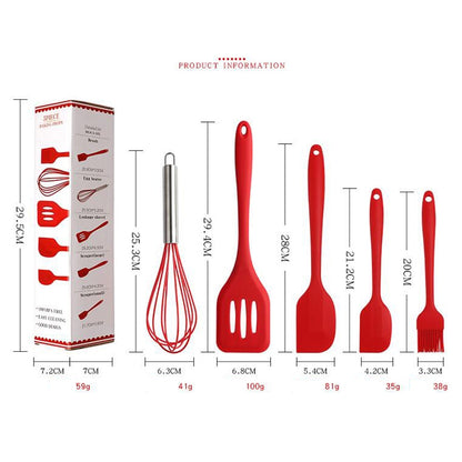 5 In 1 Pot Spatula Silicone Spatula Egg Beater Cooking Baking Tool Set