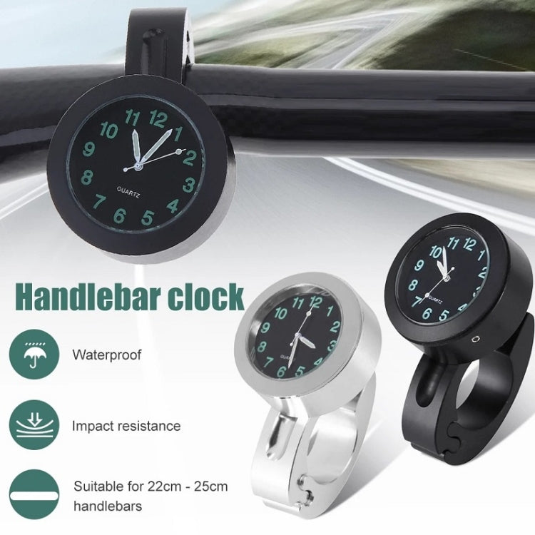 Motorcycle Bike Modified Handlebar Clock Watch, White, Black