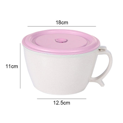 Wheat Fiber Instant Noodle Bowl Creative and Convenient Sealed Lunch Box with Mobile Phone Holder, Pink, Blue, Green