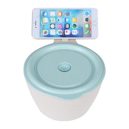 Wheat Fiber Instant Noodle Bowl Creative and Convenient Sealed Lunch Box with Mobile Phone Holder, Pink, Blue, Green