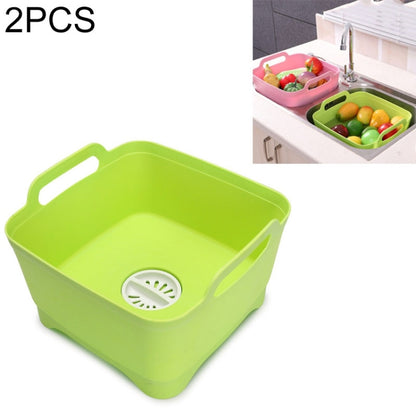 2 PCS Multifunctional Mobile Sink Kitchen Plastic Vegetable Washing Basket Fruit And Vegetable Storage Drain Basket, Pink, Purple, Green, Blue, White, Dark Gray, Dark Green