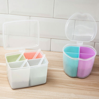 Household Kitchen Split Combined Fresh Box Three Grid Spice Box with Spoon, Round