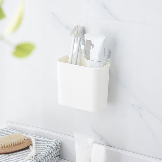 Bathroom Rack Wall-mounted Suction Cup Free Punch Storage Box Washstand Toothbrush Toothpaste Rack, White, Pink, Green