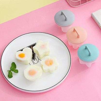 4 in 1 Home Creative Kitchen Steaming Egg Set with Oil Brush, Pink, Gray, Green