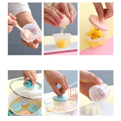 4 in 1 Home Creative Kitchen Steaming Egg Set with Oil Brush, Pink, Gray, Green