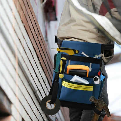 Electrician Maintenance Adjustable Multi-pocket Hardware Tool Belt Bag Multi-function Storage Bag, Blue