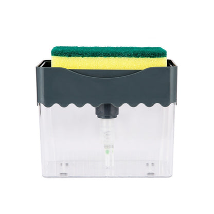 Cleaning Cloth Dishwashing Brush Liquid Box Kitchen Brush Detergent Mixer Press Plastic Soap Box, Dark Blue, White, Dark Gray