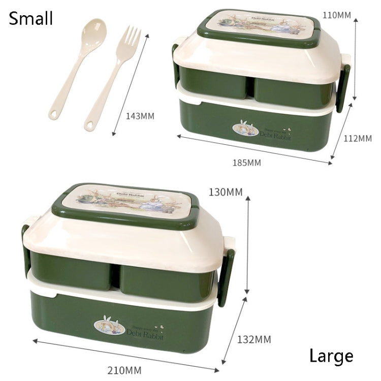 Cute Rabbit Double Layer Plastic Lunch Box Large Capacity Portable Lunch Box, Style:, Small Red, Small Yellow, Large Red, Large Green, Large Yellow