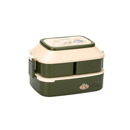 Cute Rabbit Double Layer Plastic Lunch Box Large Capacity Portable Lunch Box, Style:, Small Red, Small Yellow, Large Red, Large Green, Large Yellow