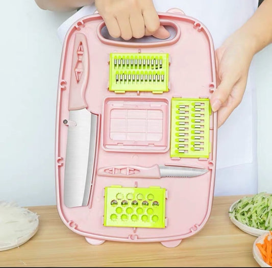9 in 1 Folding Cutting Board Plastic Multi Function Household Cutting Board Kitchen Antibacterial Mildew Cutting Board Cutting Knife Set