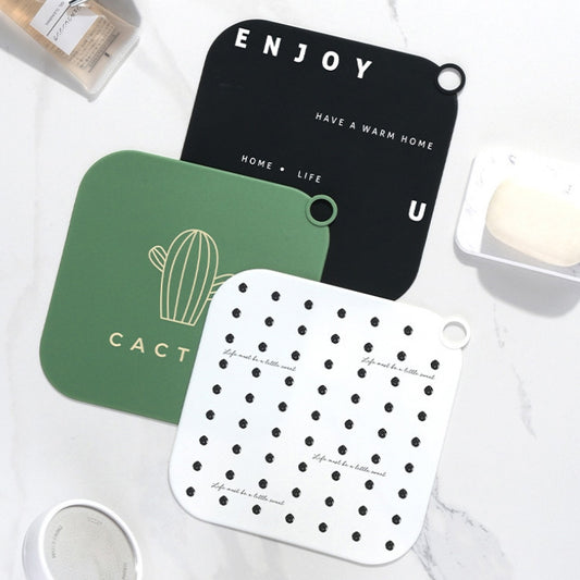 Sewer Deodorant Cover Sealing Plug Silicone Bathroom Toilet Floor Drain Deodorant, Green Cactus, White Wave Point, Black English Word