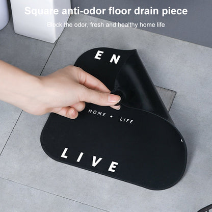 Sewer Deodorant Cover Sealing Plug Silicone Bathroom Toilet Floor Drain Deodorant, Green Cactus, White Wave Point, Black English Word