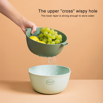 Kitchen Rice Pan Double-dish Vegetable Drain Basket Plastic Fruit Basket