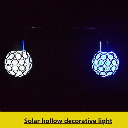 2 PCS Solar Hollow Ball Pendent Lamp Decorative Garden Light