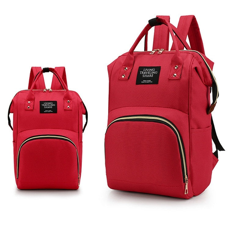 Mummy Bag Large Capacity Multifunctional Backpack Waterproof Baby Bottle Diaper Bag, Red, Green, Black, Pink Red, Red Beige Blue, Red White Blue, Light Pink, Pink, Dark Blue, Light Blue